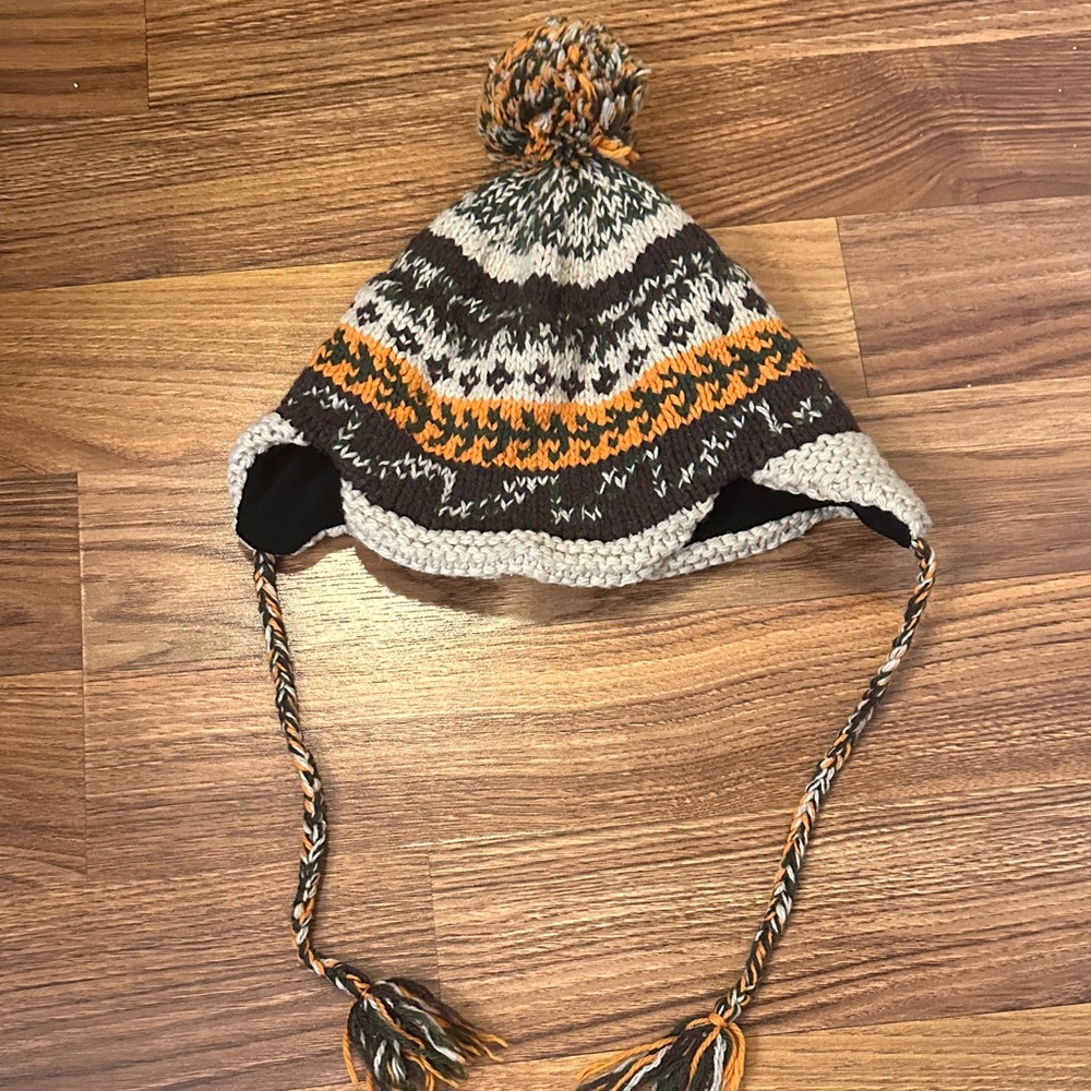 Lucky Brand Earflap Hat with Pom Pom